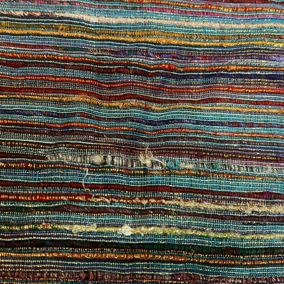 Santas Best Multicolor Silk Tweed Green Velvet Tree Skirt Large 55 inch Vintage